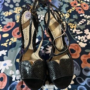 Rare JOHN GALLIANO  black and blue high heels size 39 leather